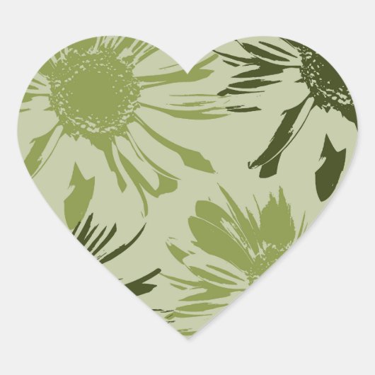 ライムグリーンガーベラフラワーズ ハートシール (正面)