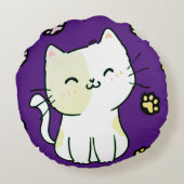 ライムグリーンキャット&ポーズ装飾用クッション ラウンドクッション (裏面)