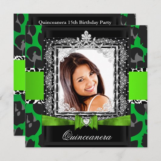 ライムグリーンキンセアニェラ15thパーティー写真 招待状 (正面/裏面)