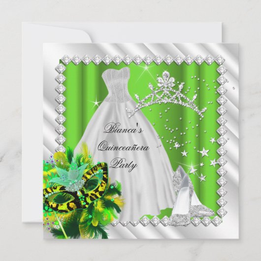 ライムグリーンキンセアニェラ15thマスカレードパーティー 招待状 (正面)