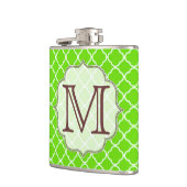 ライムグリーンクォーターフォイルモノグラムウイスキー フラスク (左)
