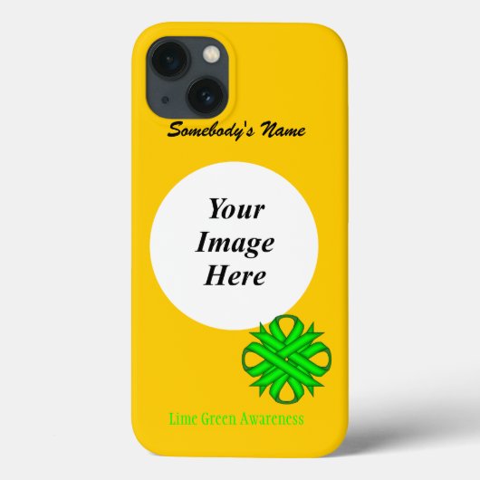 ライムグリーンクローバーリボンTmpl by Kenneth Yoncich Case-Mate iPhoneケース (裏面)