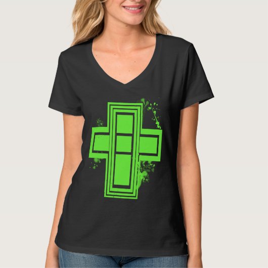 ライムグリーングラフィティクロスTシャツ Tシャツ (正面)