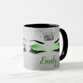 ライムグリーングリッターアイズモノグラム マグカップ (正面右)