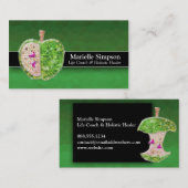 ライムグリーングリッターアップルホリスティックヒーラー栄養 名刺 (正面/裏面)