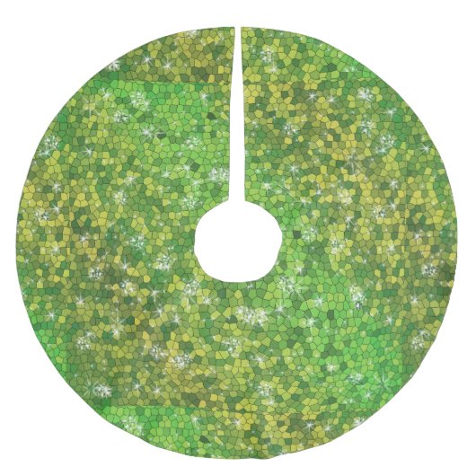 ライムグリーングリッタークリスマス魔法スパークル ブラッシュドポリエステルツリースカート (正面)