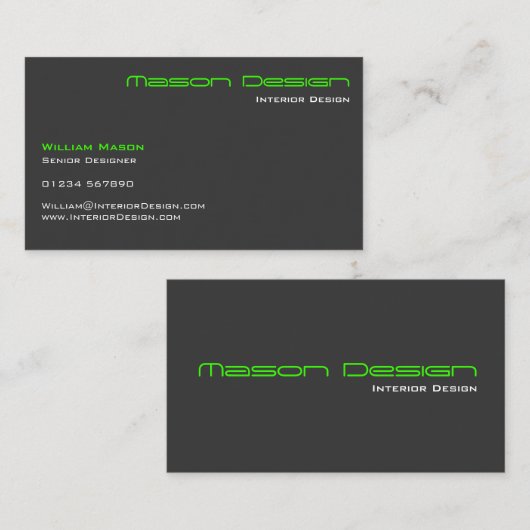 ライムグリーングレーモダンミニマル名刺 名刺 (正面/裏面)