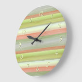 ライムグリーンコーラルオレンジ色の水の色のパターストライプン ラージ壁時計 (傾斜)
