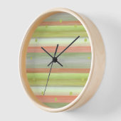 ライムグリーンコーラルオレンジ色の水の色のパターストライプン 壁時計 (傾斜)