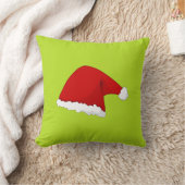 ライムグリーンサンタは彼の帽子のクリスマスの枕を失った クッション (ブランケット)