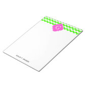 ライムグリーンシェブロンホットピンククローバーモノグラム ノートパッド (アングル)
