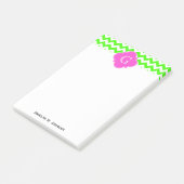 ライムグリーンシェブロンホットピンククローバーモノグラム ポストイット (アングル)