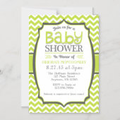 ライムグリーンシェブロン磁気ベビーシャワー招待状 マグネット招待状 (正面)