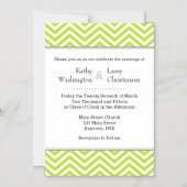 ライムグリーンシェブロン磁気結婚式招待状 マグネット招待状 (正面)