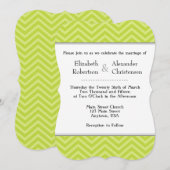ライムグリーンシェブロン結婚式招待状 招待状 (正面/裏面)