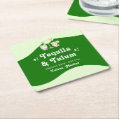 ライムグリーンシトラステキラ&チュラムバチェロレッテ スクエアペーパーコースター (アングル)