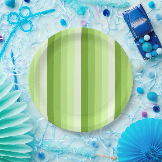 ライムグリーンシャドーストライプの数 ペーパープレート (パーティー)