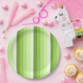 ライムグリーンシャドーストライプの数 ペーパープレート (パーティー)