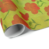 ライムグリーンシルクのタンゴレッド牡丹v2 ラッピングペーパー (ロールコーナー)