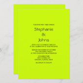 ライムグリーンシンプルブラックミニマルカラフル結婚 招待状 (正面/裏面)