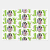 ライムグリーンジョイとベリーのクリスマスホリデーフォト ラッピングペーパーシート (正面)