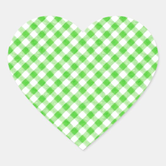 ライムグリーンジンガム市松模様にパターン ハートシール (正面)