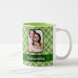 ライムグリーンジンガム ツートーンマグカップ