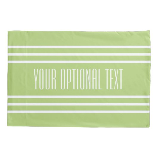 ライムグリーンストライプ文字カスタム枕ケース 枕カバー (裏面)
