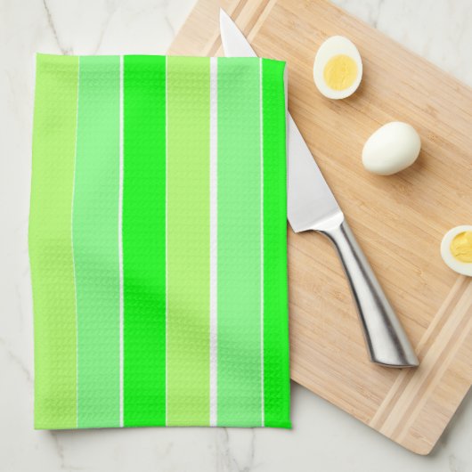 ライムグリーンストライプ キッチンタオル (四つ折り)