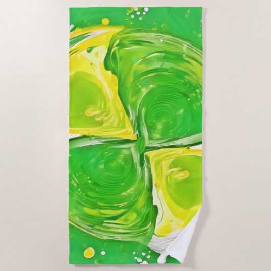 ライムグリーンスパイラル ビーチタオル (正面)