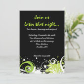 ライムグリーンスワール&スターズバルミツワーパーティーカード 招待状 (スタンド正面)