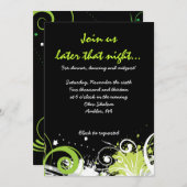 ライムグリーンスワール&スターズバルミツワーパーティーカード 招待状 (正面/裏面)