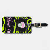 ライムグリーンゼブラプリントピンクカップケーキSweet sixteen ラゲッジタグ (正面横)