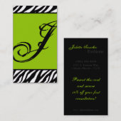 ライムグリーンゼブラ印刷パターン名刺 名刺 (正面/裏面)