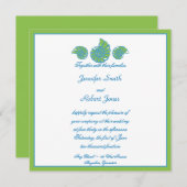 ライムグリーンターコイズシーシェル結婚式招待状 招待状 (正面/裏面)