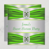 ライムグリーンダイアモンドSweet sixteen招待状 招待状 (正面/裏面)