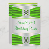 ライムグリーンダイヤモンドガールズ15thバースデーパーティー 招待状 (正面/裏面)
