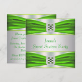 ライムグリーンダイヤモンド スイート16 誕生日パーティー招待状 招待状 (正面/裏面)