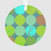 ライムグリーンティール（緑がかった色）ターコイズ&ラストサークルモノグラム オーナメント (裏面)