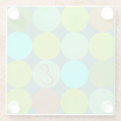 ライムグリーンティール（緑がかった色）ターコイズ&ラストサークルモノグラム ガラスコースター (裏面)