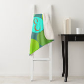 ライムグリーンティール(緑がかった色)ターコイズ&ラストサークルモノグラム シェルパブランケット (インサイチュ)