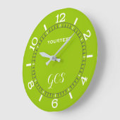 ライムグリーンデコール(簡単にダイヤルパーソナライズされた) ラージ壁時計 (傾斜)