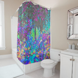 ライムグリーントリップ（幻覚体験）のようなとパープルガーデンサンライズ シャワーカーテン