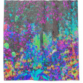 ライムグリーントリップ（幻覚体験）のようなとパープルガーデンサンライズ シャワーカーテン (正面)