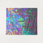 ライムグリーントリップ（幻覚体験）のようなとパープルガーデンサンライズ タペストリー (正面(横))