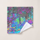 ライムグリーントリップ（幻覚体験）のようなとパープルガーデンサンライズ バスタオルセット (ウォッシュタオル)