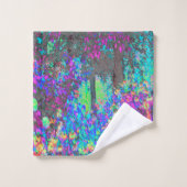 ライムグリーントリップ（幻覚体験）のようなとパープルガーデンサンライズ バスタオルセット (ウォッシュタオル)