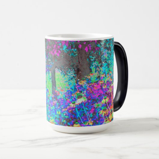 ライムグリーントリップ(幻覚体験)のようなとパープルガーデンサンライズ モーフィングマグカップ (正面右)