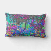 ライムグリーントリップ（幻覚体験）のようなとパープルガーデンサンライズ ランバークッション (裏面)