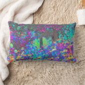 ライムグリーントリップ（幻覚体験）のようなとパープルガーデンサンライズ ランバークッション (ブランケット)